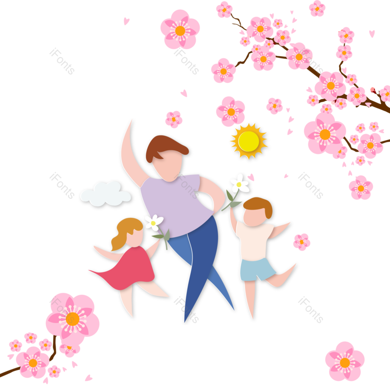 母亲节图片,春季元素,游戏PNG,亲子免抠素材